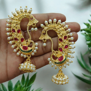 Red Stones Peacock Kaan Earrings